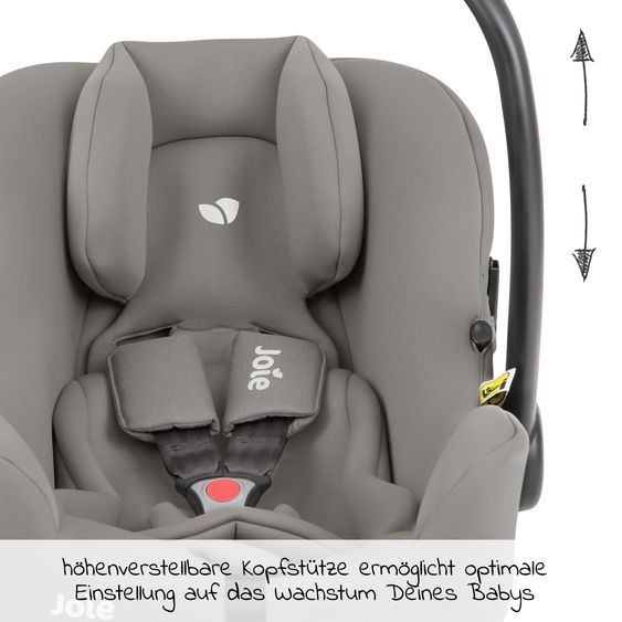 joie Babyschale i-Snug 2 i-Size ab Geburt-13 kg (40 cm-75 cm) inkl. i-Base Advance & GRATIS Autositz-Schutzunterlage - Pebble