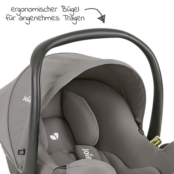 joie Babyschale i-Snug 2 i-Size ab Geburt-13 kg (40 cm-75 cm) inkl. i-Base Advance & GRATIS Autositz-Schutzunterlage - Pebble