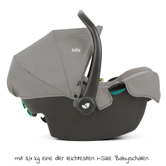 joie Babyschale i-Snug 2 i-Size ab Geburt-13 kg (40 cm-75 cm) inkl. i-Base Advance & GRATIS Autositz-Schutzunterlage - Pebble
