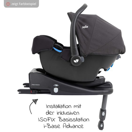joie Babyschale i-Snug 2 i-Size ab Geburt-13 kg (40 cm-75 cm) inkl. i-Base Advance & GRATIS Autositz-Schutzunterlage - Pebble