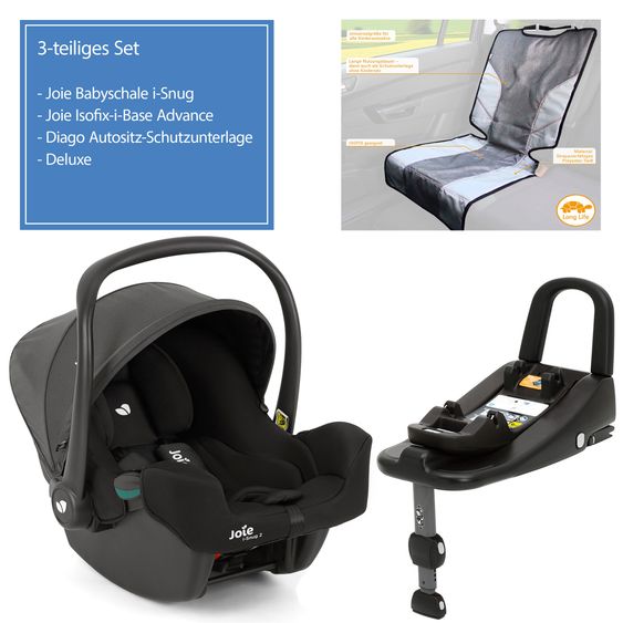 joie Babyschale i-Snug 2 i-Size ab Geburt-13 kg (40 cm-75 cm) inkl. i-Base Advance & GRATIS Autositz-Schutzunterlage - Shale