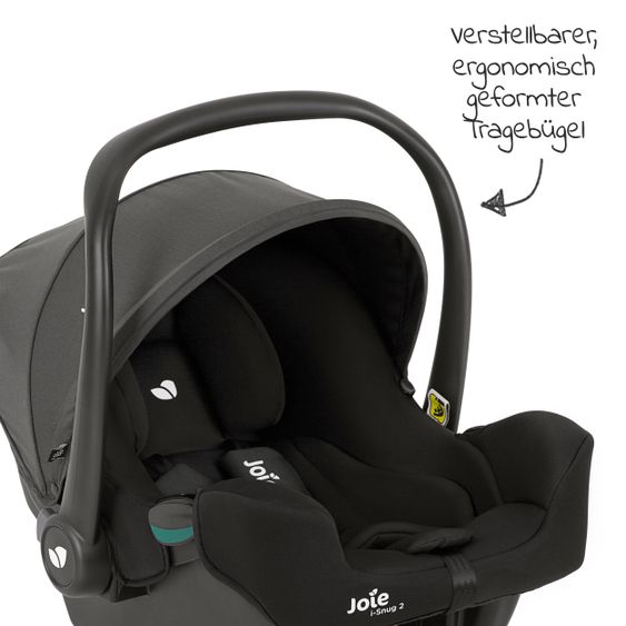 joie Babyschale i-Snug 2 i-Size ab Geburt-13 kg (40 cm-75 cm) inkl. Sitzverkleinerer nur 3,35 kg - Coal