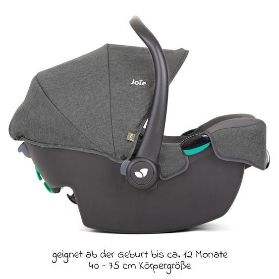 joie Babyschale i-Snug 2 i-Size ab Geburt-13 kg (40 cm-75 cm) inkl. Sitzverkleinerer nur 3,35 kg - Cycle Collection - Shell Gray