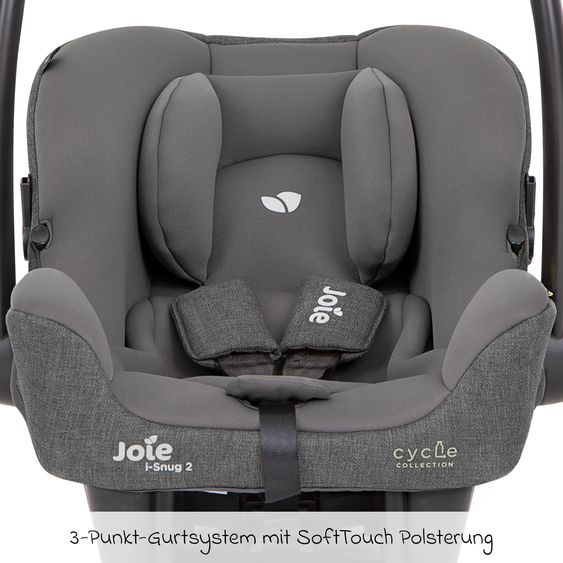 joie Babyschale i-Snug 2 i-Size ab Geburt-13 kg (40 cm-75 cm) inkl. Sitzverkleinerer nur 3,35 kg - Cycle Collection - Shell Gray