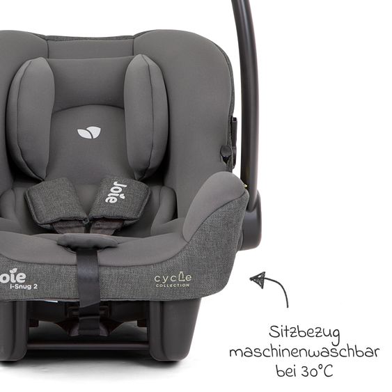 joie Babyschale i-Snug 2 i-Size ab Geburt-13 kg (40 cm-75 cm) inkl. Sitzverkleinerer nur 3,35 kg - Cycle Collection - Shell Gray