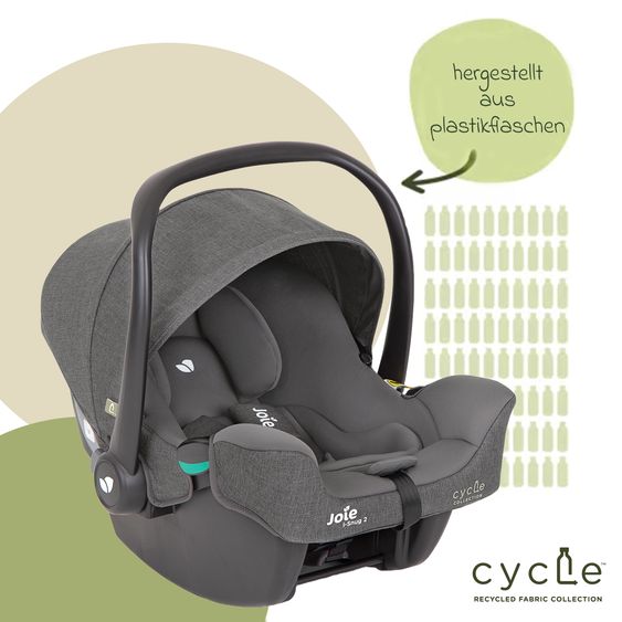 joie Babyschale i-Snug 2 i-Size ab Geburt-13 kg (40 cm-75 cm) inkl. Sitzverkleinerer nur 3,35 kg - Cycle Collection - Shell Gray