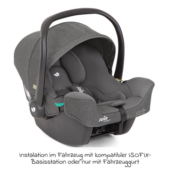 joie i-Snug 2 i-Size infant car seat from birth-13 kg (40 cm-75 cm) incl. seat reducer only 3.35 kg - Cycle Collection - Shell Gray