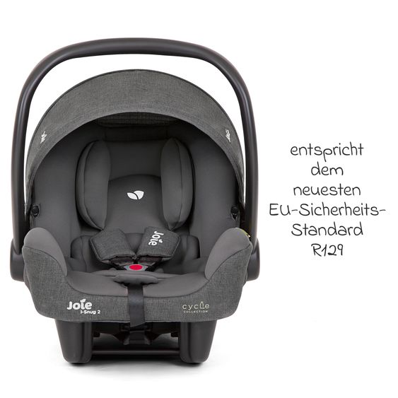 joie Babyschale i-Snug 2 i-Size ab Geburt-13 kg (40 cm-75 cm) inkl. Sitzverkleinerer nur 3,35 kg - Cycle Collection - Shell Gray