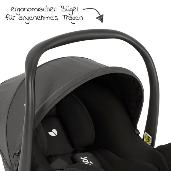 joie Babyschale i-Snug 2 i-Size ab Geburt-13 kg (40 cm-75 cm) inkl. Sitzverkleinerer nur 3,35 kg + Einschlagdecke Pusteblume - Shale