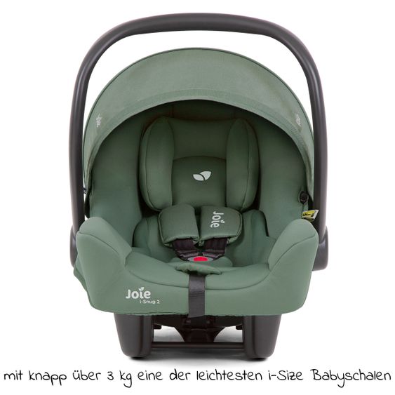 joie Babyschale i-Snug 2 i-Size ab Geburt-13 kg (40 cm-75 cm) inkl. Sitzverkleinerer nur 3,35 kg + GRATIS Autositz-Schutzunterlage + Silikon-Schnullerbox + Spieltier - Laurel