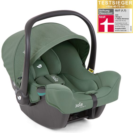 joie Babyschale i-Snug 2 i-Size ab Geburt-13 kg (40 cm-75 cm) inkl. Sitzverkleinerer nur 3,35 kg + GRATIS Autositz-Schutzunterlage + Silikon-Schnullerbox + Spieltier - Laurel