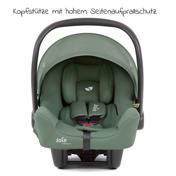 joie Babyschale i-Snug 2 i-Size ab Geburt-13 kg (40 cm-75 cm) inkl. Sitzverkleinerer nur 3,35 kg + GRATIS Autositz-Schutzunterlage + Silikon-Schnullerbox + Spieltier - Laurel