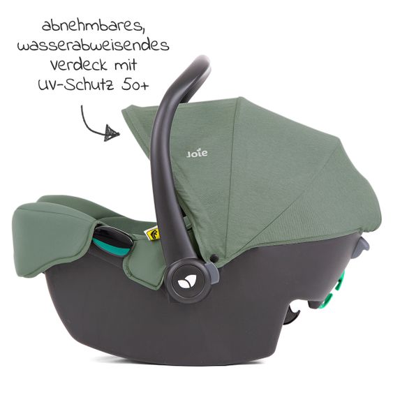 joie Babyschale i-Snug 2 i-Size ab Geburt-13 kg (40 cm-75 cm) inkl. Sitzverkleinerer nur 3,35 kg + GRATIS Autositz-Schutzunterlage + Silikon-Schnullerbox + Spieltier - Laurel