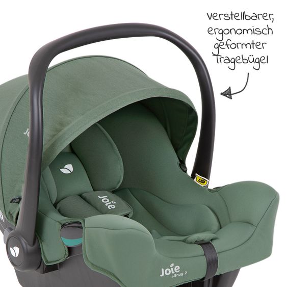 joie Babyschale i-Snug 2 i-Size ab Geburt-13 kg (40 cm-75 cm) inkl. Sitzverkleinerer nur 3,35 kg + GRATIS Autositz-Schutzunterlage + Silikon-Schnullerbox + Spieltier - Laurel