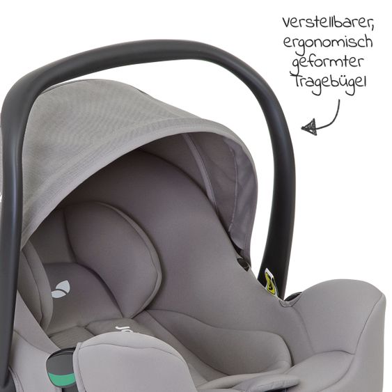 joie Babyschale i-Snug 2 i-Size ab Geburt-13 kg (40 cm-75 cm) inkl. Sitzverkleinerer nur 3,35 kg - Grey Flannel