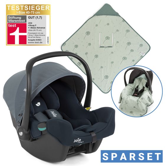 joie Babyschale i-Snug 2 i-Size ab Geburt-13 kg (40 cm-75 cm) inkl. Sitzverkleinerer nur 3,35 kg inkl. Einschlagdecke - Lagoon