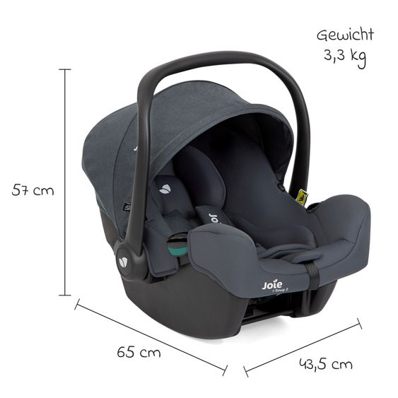 joie Babyschale i-Snug 2 i-Size ab Geburt-13 kg (40 cm-75 cm) inkl. Sitzverkleinerer nur 3,35 kg - Moonlight