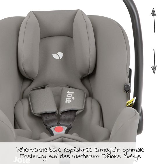 joie Babyschale i-Snug 2 i-Size ab Geburt-13 kg (40 cm-75 cm) inkl. Sitzverkleinerer nur 3,35 kg - Pebble