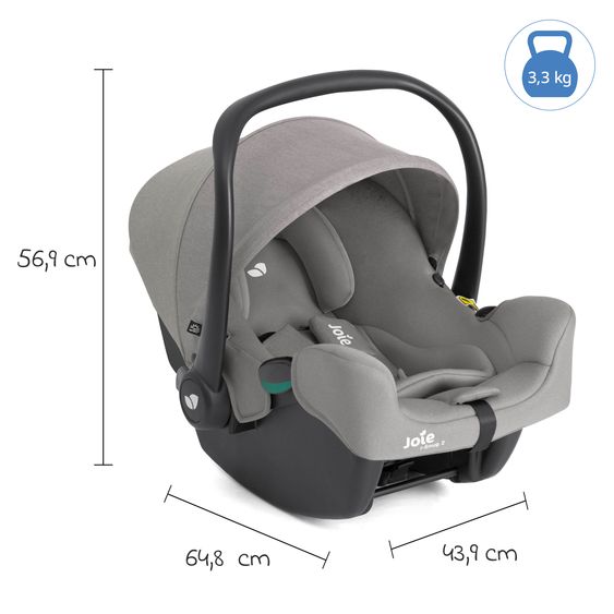 joie Babyschale i-Snug 2 i-Size ab Geburt-13 kg (40 cm-75 cm) inkl. Sitzverkleinerer nur 3,35 kg - Quartz
