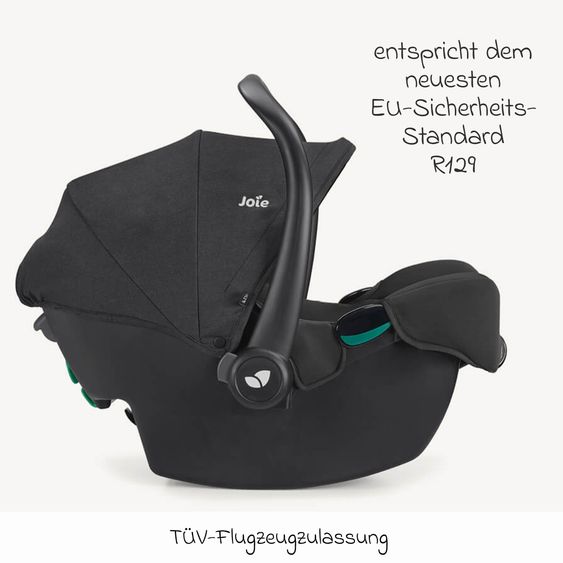 joie Babyschale i-Snug 2 i-Size ab Geburt-13 kg (40 cm-75 cm) inkl. Sitzverkleinerer nur 3,35 kg - Raven
