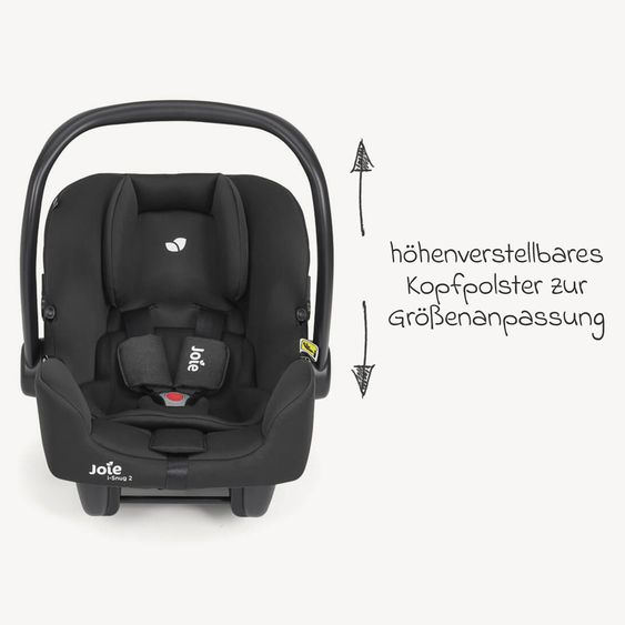 joie Babyschale i-Snug 2 i-Size ab Geburt-13 kg (40 cm-75 cm) inkl. Sitzverkleinerer nur 3,35 kg - Raven