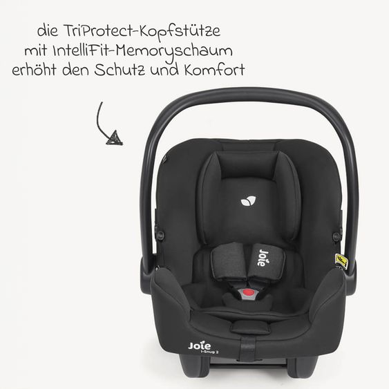 joie Babyschale i-Snug 2 i-Size ab Geburt-13 kg (40 cm-75 cm) inkl. Sitzverkleinerer nur 3,35 kg - Raven
