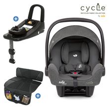 Babyschale i-Snug 2 i-Size mit Isofix-Basis ab Geburt-13 kg (40 cm-75 cm) inkl. Sitzverkleinerer nur 3,35 kg inkl. Polsterschutz - Cycle Collection - Shell Grey
