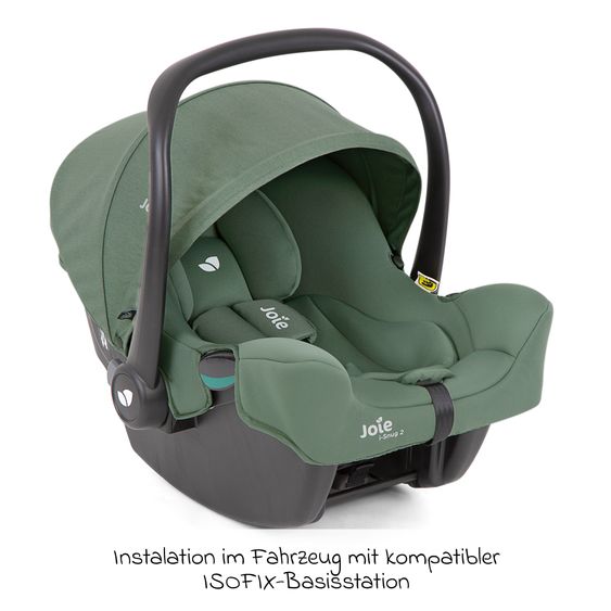 joie Babyschale i-Snug 2 i-Size mit Isofix-Basis ab Geburt-13 kg (40 cm-75 cm) inkl. Sitzverkleinerer nur 3,35 kg inkl. Polsterschutz - Laurel