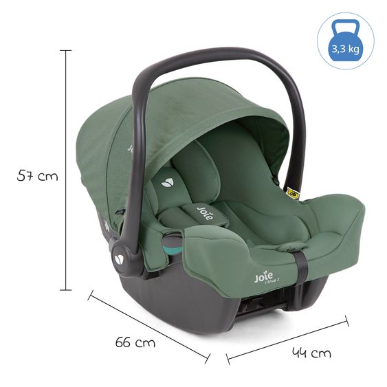 joie Babyschale i-Snug 2 i-Size mit Isofix-Basis ab Geburt-13 kg (40 cm-75 cm) inkl. Sitzverkleinerer nur 3,35 kg inkl. Polsterschutz - Laurel