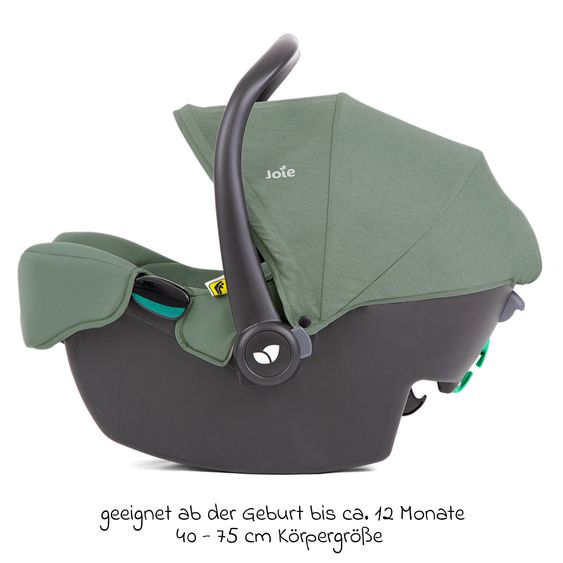 joie Babyschale i-Snug 2 i-Size mit Isofix-Basis ab Geburt-13 kg (40 cm-75 cm) inkl. Sitzverkleinerer nur 3,35 kg inkl. Polsterschutz - Laurel