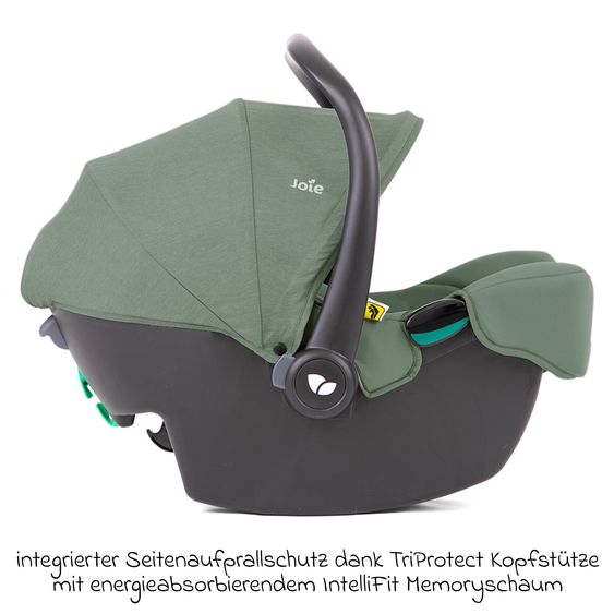 joie Babyschale i-Snug 2 i-Size mit Isofix-Basis ab Geburt-13 kg (40 cm-75 cm) inkl. Sitzverkleinerer nur 3,35 kg inkl. Polsterschutz - Laurel