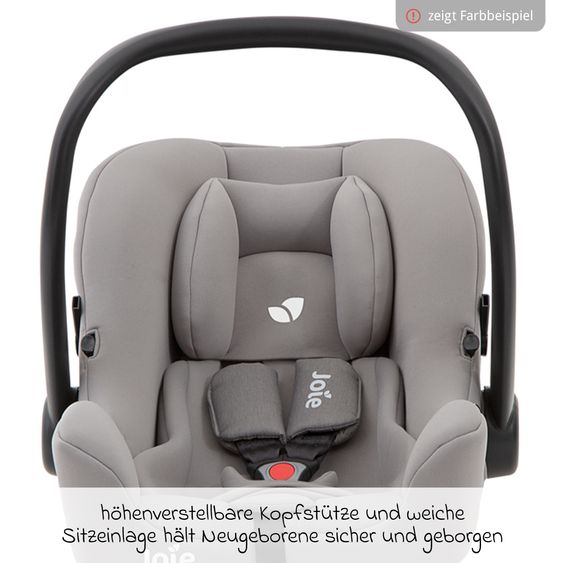joie Babyschale i-Snug 2 i-Size mit Isofix-Basis ab Geburt-13 kg (40 cm-75 cm) inkl. Sitzverkleinerer nur 3,35 kg inkl. Polsterschutz - Laurel