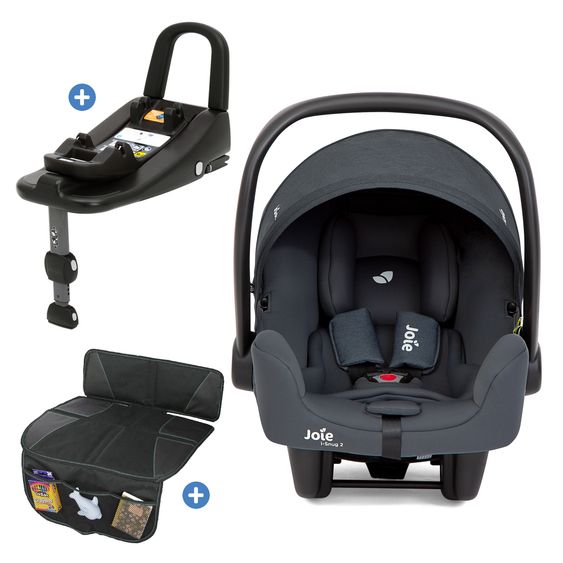 joie Babyschale i-Snug 2 i-Size mit Isofix-Basis ab Geburt-13 kg (40 cm-75 cm) inkl. Sitzverkleinerer nur 3,35 kg inkl. Polsterschutz - Moonlight