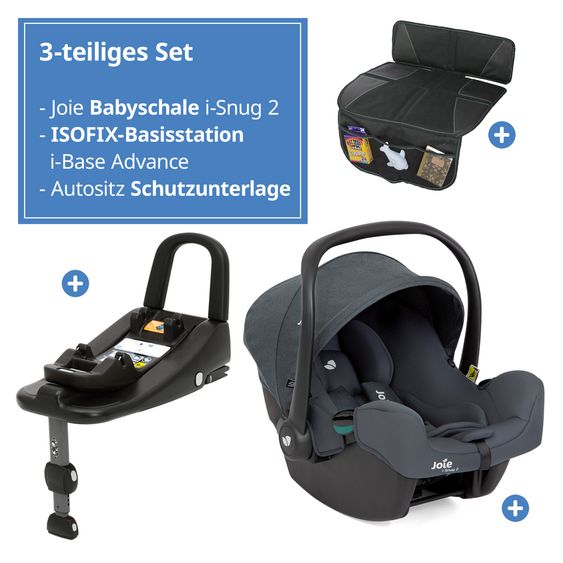 joie Babyschale i-Snug 2 i-Size mit Isofix-Basis ab Geburt-13 kg (40 cm-75 cm) inkl. Sitzverkleinerer nur 3,35 kg inkl. Polsterschutz - Moonlight