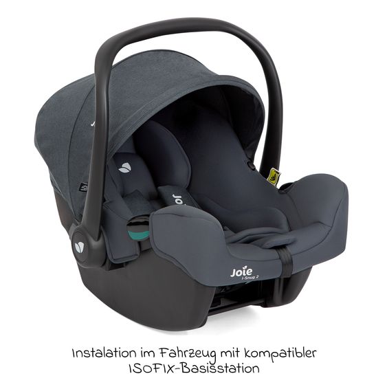 joie Babyschale i-Snug 2 i-Size mit Isofix-Basis ab Geburt-13 kg (40 cm-75 cm) inkl. Sitzverkleinerer nur 3,35 kg inkl. Polsterschutz - Moonlight