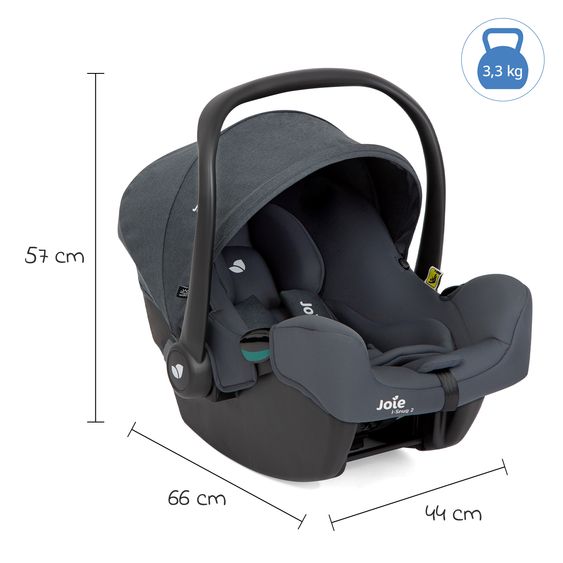 joie Babyschale i-Snug 2 i-Size mit Isofix-Basis ab Geburt-13 kg (40 cm-75 cm) inkl. Sitzverkleinerer nur 3,35 kg inkl. Polsterschutz - Moonlight