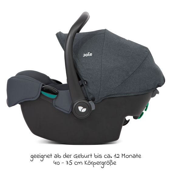 joie Babyschale i-Snug 2 i-Size mit Isofix-Basis ab Geburt-13 kg (40 cm-75 cm) inkl. Sitzverkleinerer nur 3,35 kg inkl. Polsterschutz - Moonlight