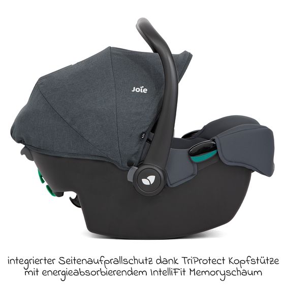 joie Babyschale i-Snug 2 i-Size mit Isofix-Basis ab Geburt-13 kg (40 cm-75 cm) inkl. Sitzverkleinerer nur 3,35 kg inkl. Polsterschutz - Moonlight