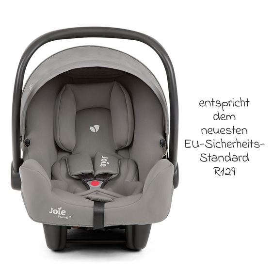 joie Babyschale i-Snug 2 i-Size mit Isofix-Basis ab Geburt-13 kg (40 cm-75 cm) inkl. Sitzverkleinerer nur 3,35 kg inkl. Polsterschutz - Pebble