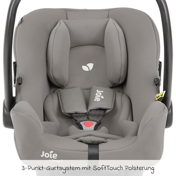 joie Babyschale i-Snug 2 i-Size mit Isofix-Basis ab Geburt-13 kg (40 cm-75 cm) inkl. Sitzverkleinerer nur 3,35 kg inkl. Polsterschutz - Pebble