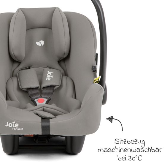 joie Babyschale i-Snug 2 i-Size mit Isofix-Basis ab Geburt-13 kg (40 cm-75 cm) inkl. Sitzverkleinerer nur 3,35 kg inkl. Polsterschutz - Pebble