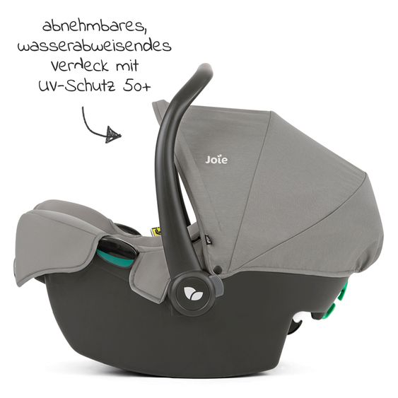 joie Babyschale i-Snug 2 i-Size mit Isofix-Basis ab Geburt-13 kg (40 cm-75 cm) inkl. Sitzverkleinerer nur 3,35 kg inkl. Polsterschutz - Pebble