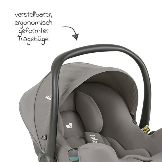 joie Babyschale i-Snug 2 i-Size mit Isofix-Basis ab Geburt-13 kg (40 cm-75 cm) inkl. Sitzverkleinerer nur 3,35 kg inkl. Polsterschutz - Pebble