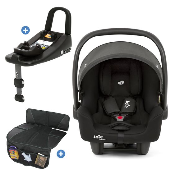 joie Babyschale i-Snug 2 i-Size mit Isofix-Basis ab Geburt-13 kg (40 cm-75 cm) inkl. Sitzverkleinerer nur 3,35 kg inkl. Polsterschutz - Shale