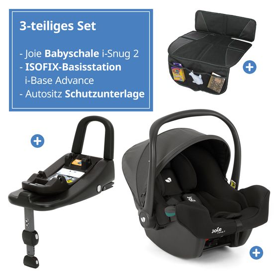 joie Babyschale i-Snug 2 i-Size mit Isofix-Basis ab Geburt-13 kg (40 cm-75 cm) inkl. Sitzverkleinerer nur 3,35 kg inkl. Polsterschutz - Shale