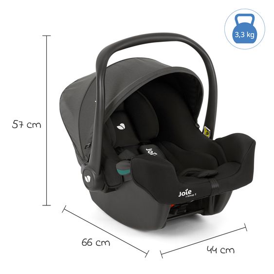 joie Babyschale i-Snug 2 i-Size mit Isofix-Basis ab Geburt-13 kg (40 cm-75 cm) inkl. Sitzverkleinerer nur 3,35 kg inkl. Polsterschutz - Shale