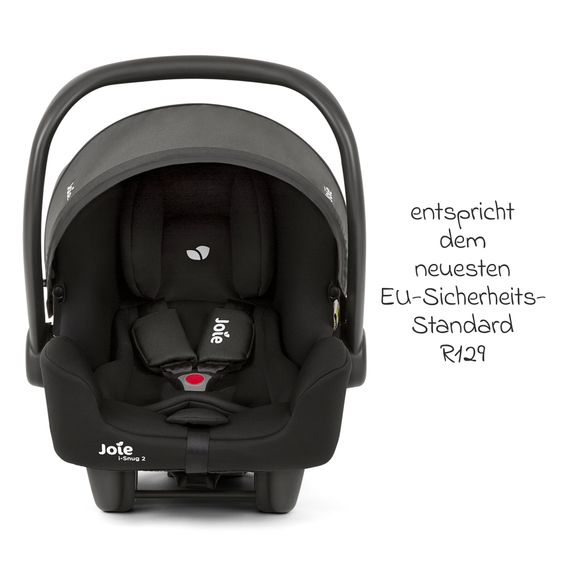 joie Babyschale i-Snug 2 i-Size mit Isofix-Basis ab Geburt-13 kg (40 cm-75 cm) inkl. Sitzverkleinerer nur 3,35 kg inkl. Polsterschutz - Shale