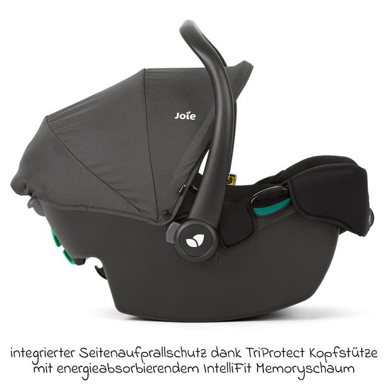 joie Babyschale i-Snug 2 i-Size mit Isofix-Basis ab Geburt-13 kg (40 cm-75 cm) inkl. Sitzverkleinerer nur 3,35 kg inkl. Polsterschutz - Shale