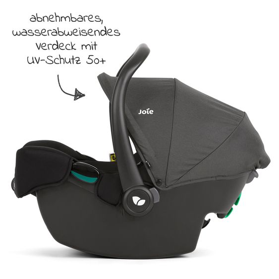 joie Babyschale i-Snug 2 i-Size mit Isofix-Basis ab Geburt-13 kg (40 cm-75 cm) inkl. Sitzverkleinerer nur 3,35 kg inkl. Polsterschutz - Shale