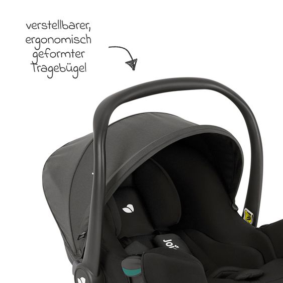 joie Babyschale i-Snug 2 i-Size mit Isofix-Basis ab Geburt-13 kg (40 cm-75 cm) inkl. Sitzverkleinerer nur 3,35 kg inkl. Polsterschutz - Shale